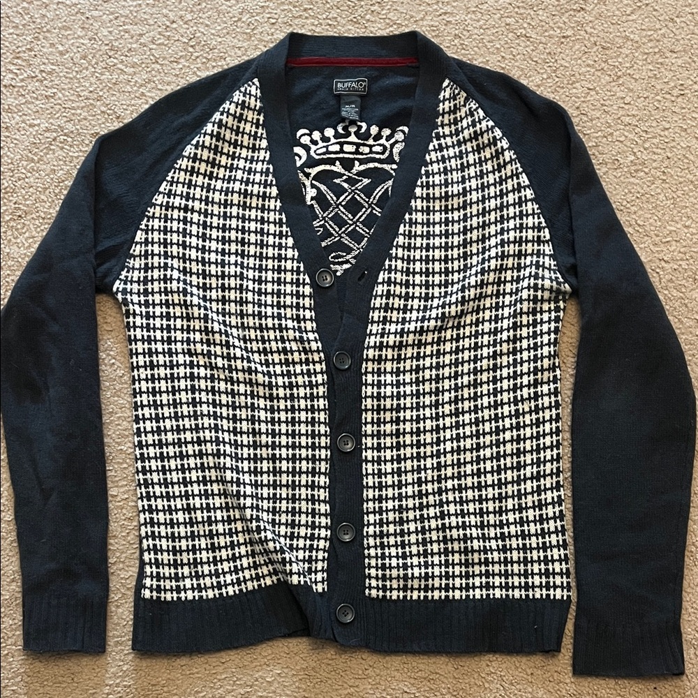 Buffalo David Bitton Men's V-Neck Sweater in Black and Cream